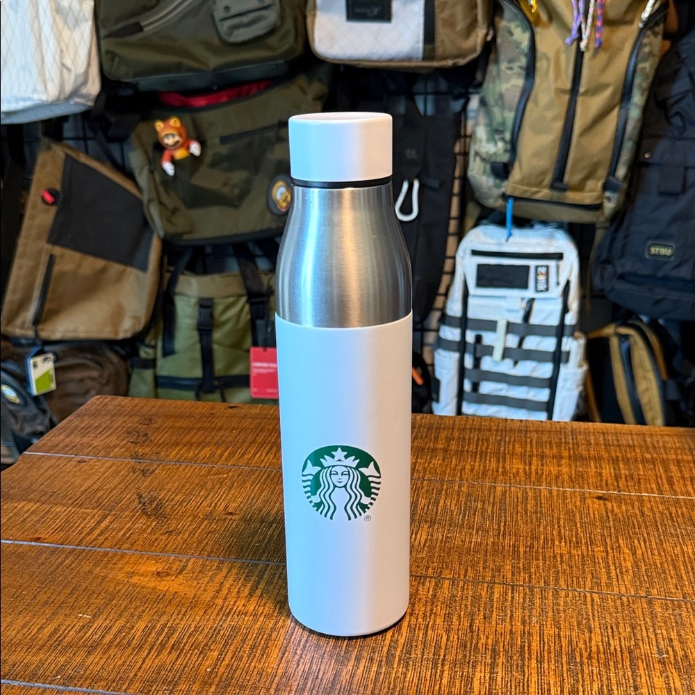 Starbucks White and Silver Insulated Bottle